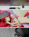 Cozy candy-pink and cool-blue anime desk pad 40x20 inches with sparkly highlights and sweet vibe.