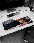 32x12 inches Mikoto Misaka mouse pad inspired by A Certain Scientific Railgun, sparks crackling across the desk.