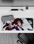 Anime mouse pad 32x12 inches featuring Kokushibo from Demon Slayer with vivid detail and intense, elegant darkness.