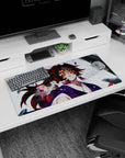 Anime mouse pad featuring Kokushibo from Demon Slayer, size 32x16 inches, with intricate details and vibrant colors.
