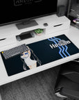 Hestia from DanMachi cute twin tails and mischievous look on a 36x16 inches anime desk pad.