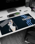 Hestia DanMachi anime girl desk pad 40x20 inches, cute twin tails and mischievous smile.