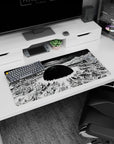 32x16 inches anime mouse pad showing a city in ruins, broken towers and rubble radiating into a sky vortex.
