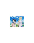 Classic anime girl mouse pad 14x10 inches with two girls in white outfits lounging in a meadow.