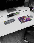 Shiro beside Sora on a 14x10 inches anime girl mouse pad, yellow hoodie, violet outfit, hand reaching out.