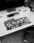 28x12 inches anime girl mouse pad showing a schoolgirl taking a selfie as others crowd in like a secret club.