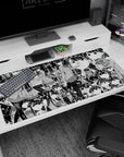 40x20 inches anime girl desk pad showing one girl taking a selfie as others lean in like a secret club.