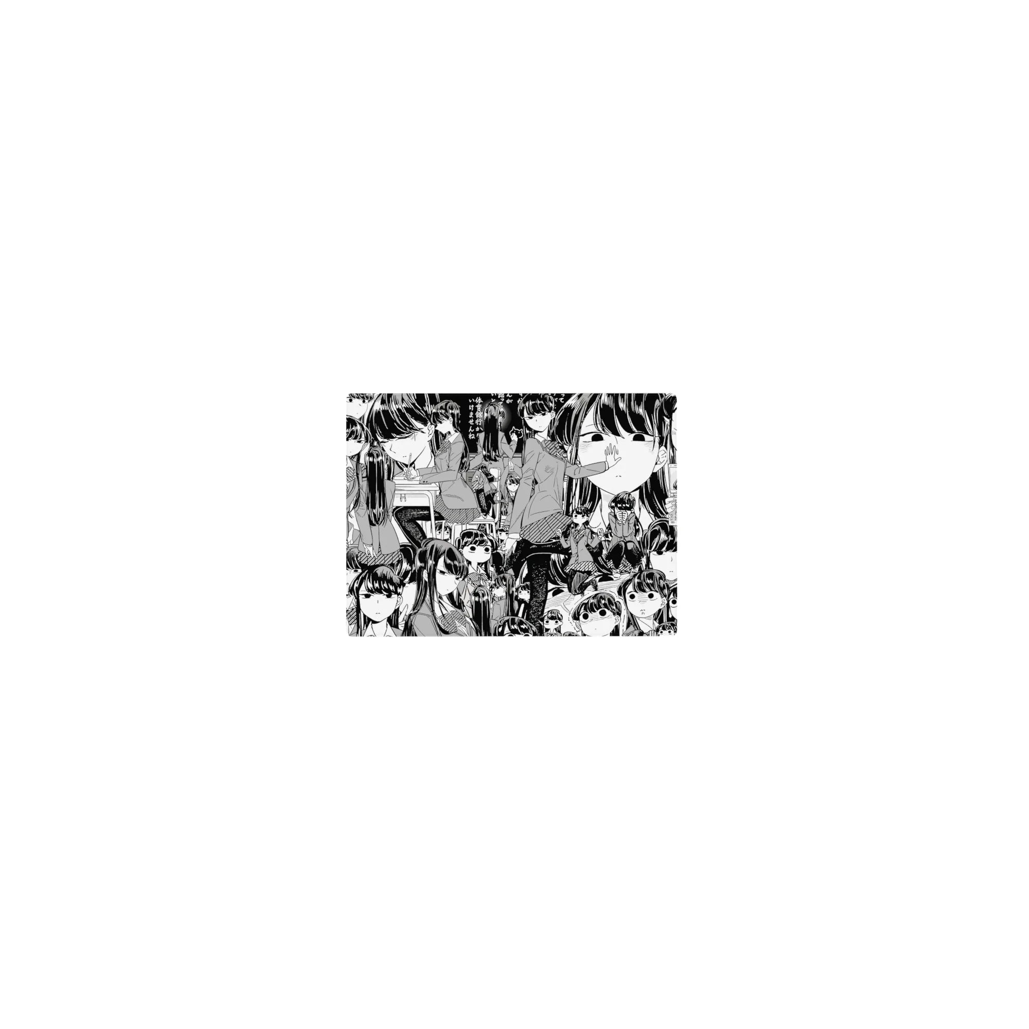 14x10 inches classic anime girl mouse pad with black-and-white collage of deadpan schoolgirls in uniforms.