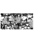 32x16 inches anime girl mouse pad with repeating schoolgirls in blazers and pleated skirts, manga collage.