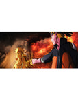 Naruto Shippuden 36x16 inches anime desk pad with Kurama Mode reach scene and crimson cloud backdrop.
