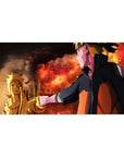 Naruto Shippuden 40x20 inches anime desk pad with Naruto reaching for glowing Kurama Mode, fiery backdrop.