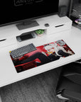 28x12 inches anime girl mouse pad showing demon girl lounging on desk, crimson eyes, spoon dripping honey.