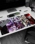 40x20 inches anime girl desk pad featuring a lineup of five fierce heroines like a collector poster scene.
