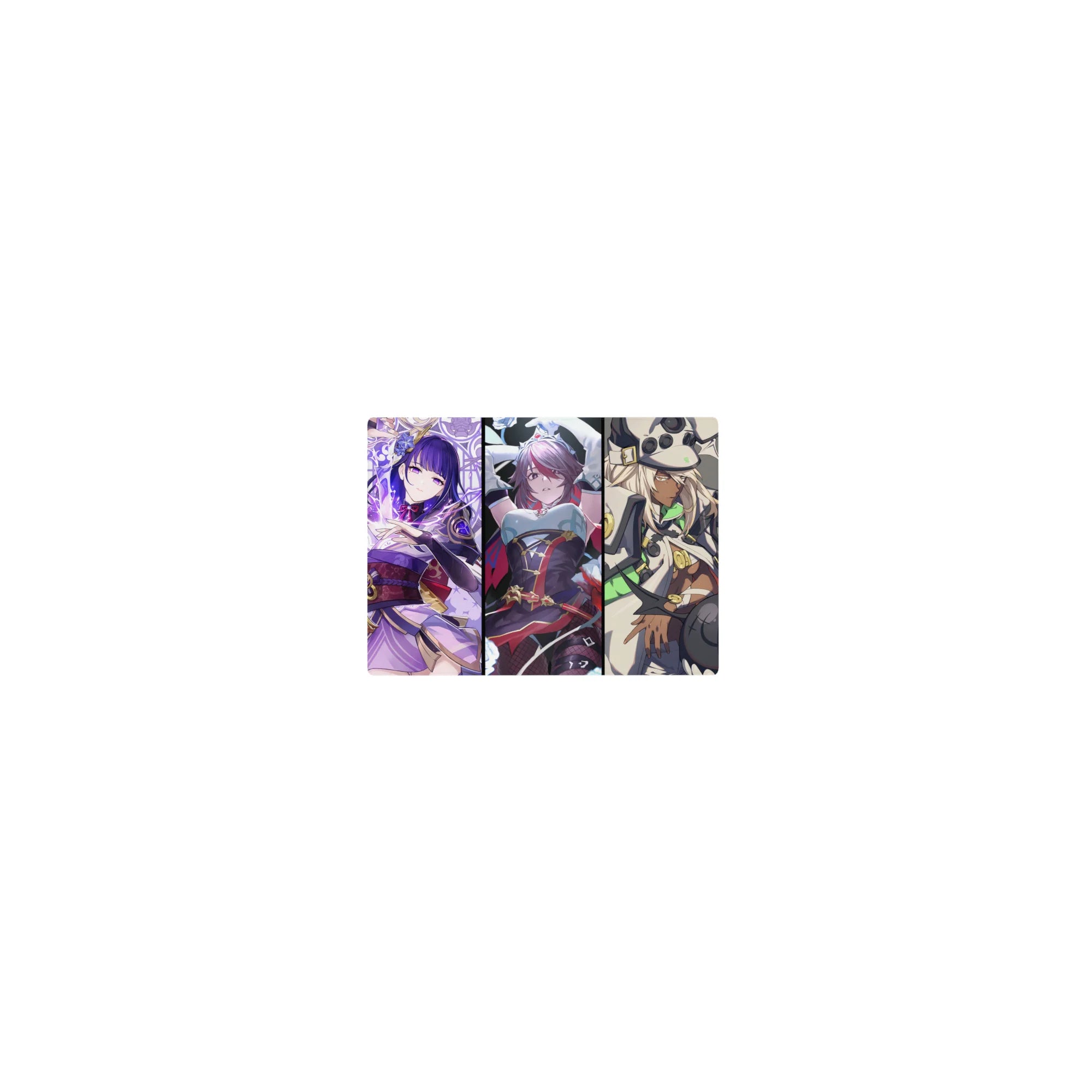 14x10 inches classic anime girl mouse pad with five heroines, lace, armor, ribbons, and sci-fi accents.