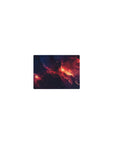 Midnight cosmos nebula mouse pad, classic 14x10 inches, with stars and smoky swirls.