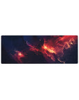 Midnight cosmos nebula desk mouse pad, 32x12 inches, with stars and smoky swirls across the surface.