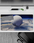 Calm deep blue gradient sci-fi mood mouse pad 32x16 inches, dreamy clean look for a cozy desk setup.