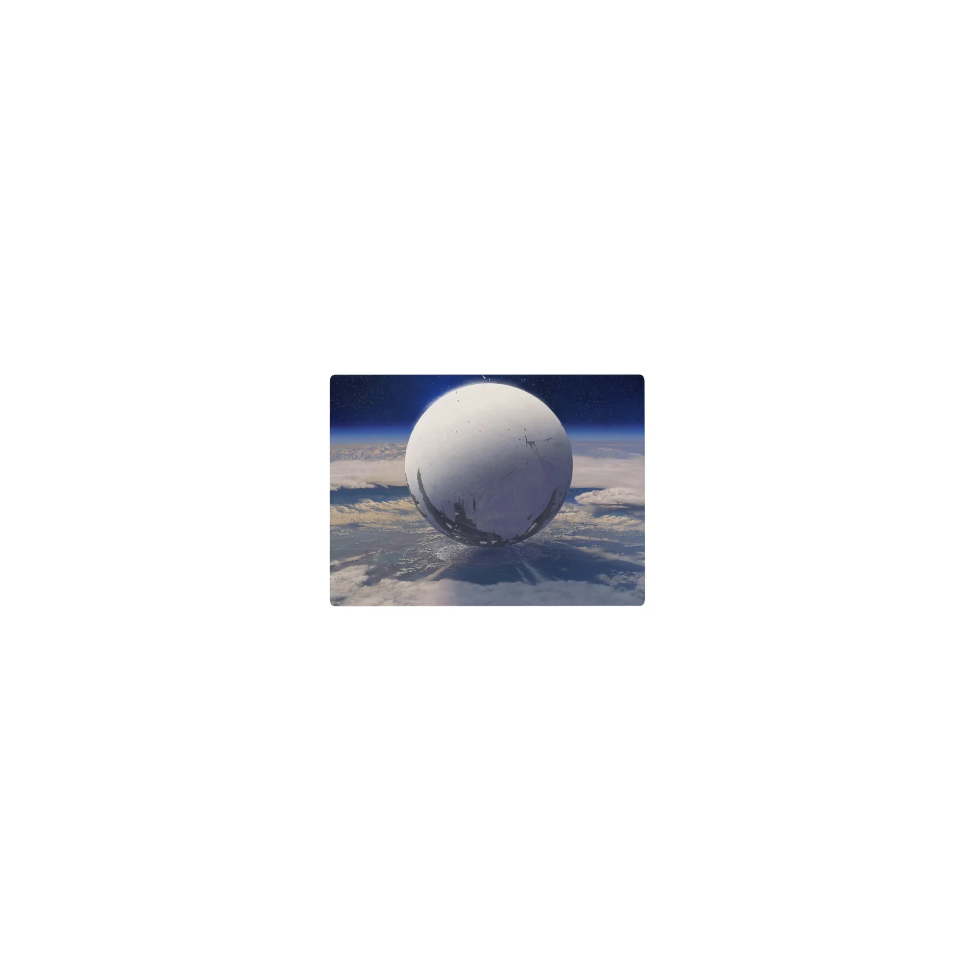Classic 14x10 inches mouse pad with a moon-white sphere in deep blue sky and subtle star specks.