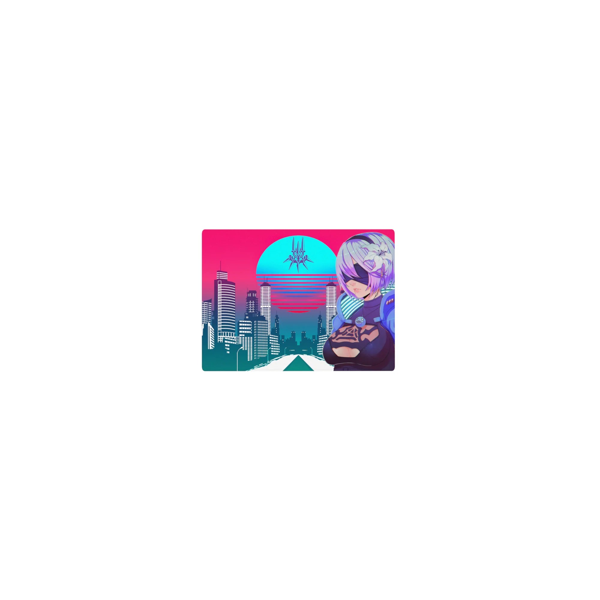 Retrowave - Vaporwave Deskmat | Mousepad | Deskpad - Cyber City Guardian - AniChan