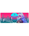 Retrowave - Vaporwave Deskmat | Mousepad | Deskpad - Cyber City Guardian - AniChan