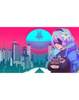 Retrowave - Vaporwave Deskmat | Mousepad | Deskpad - Cyber City Guardian - AniChan