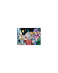 Classic anime mouse pad 14x10 inches with duelist heroes, steel dragon and shadow beast in neon city art.