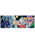 Yu-Gi-Oh! anime mouse pad 32x12 inches with Pegasus, Dark Magician Girl, dragon and shadow beast.