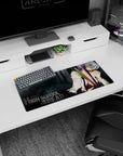 28x12 inches Highschool of the Dead mouse pad featuring Saeko Busujima staring forward, violet lace.