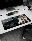 Saeko Busujima staring down anime mouse pad from Highschool of the Dead, 32x16 inches.