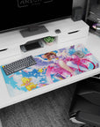 36x16 inches Cardcaptor Sakura desk pad featuring Sakura Kinomoto and Kero-chan reaching out in flight.