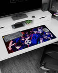Isagi Yoichi front and center on Blue Lock anime mouse pad 32x16 inches, teammates crowding in.