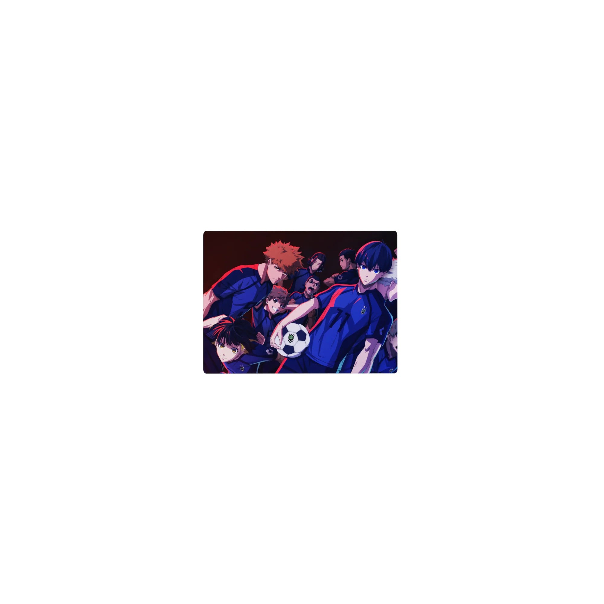 Blue Lock classic anime mouse pad 14x10 inches with team lineup, jerseys, numbers, and soccer ball.