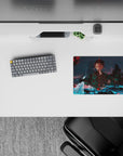 Tanjiro from Demon Slayer in a glowing river scene on a 14x10 inches anime mouse pad, ideal for gaming and focus.