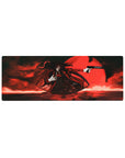 32x12 inches anime mouse pad with Alucard under a blood-red moon, pistol pose, gothic desk mat art.