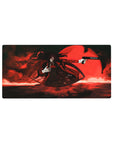 32x16 inches anime mouse pad with Alucard under a blood-red moon, pistol raised, smoky shadows and flair.