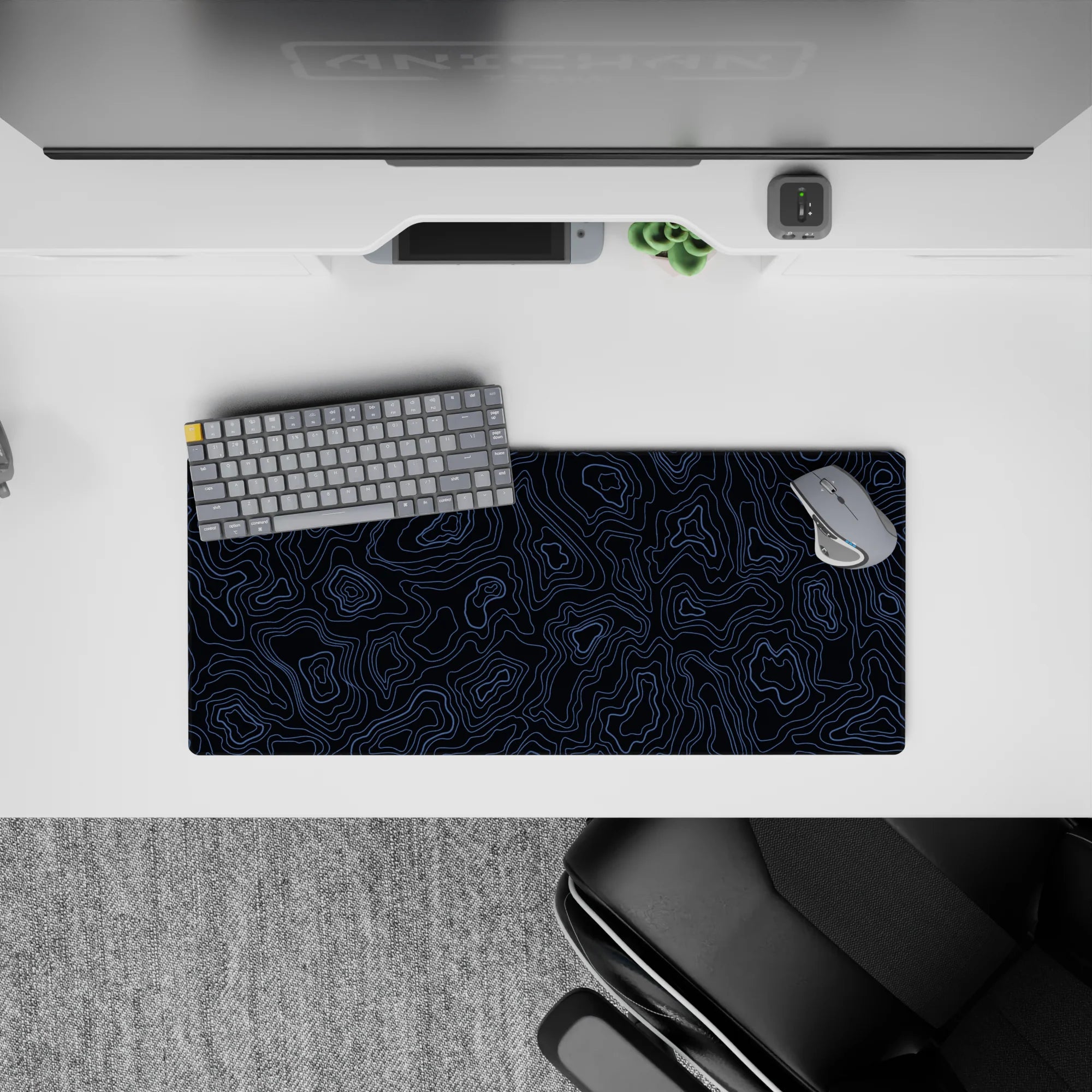 Topographic (Topo) Deskmat | Mousepad | Deskpad - Midnight Waves - AniChan