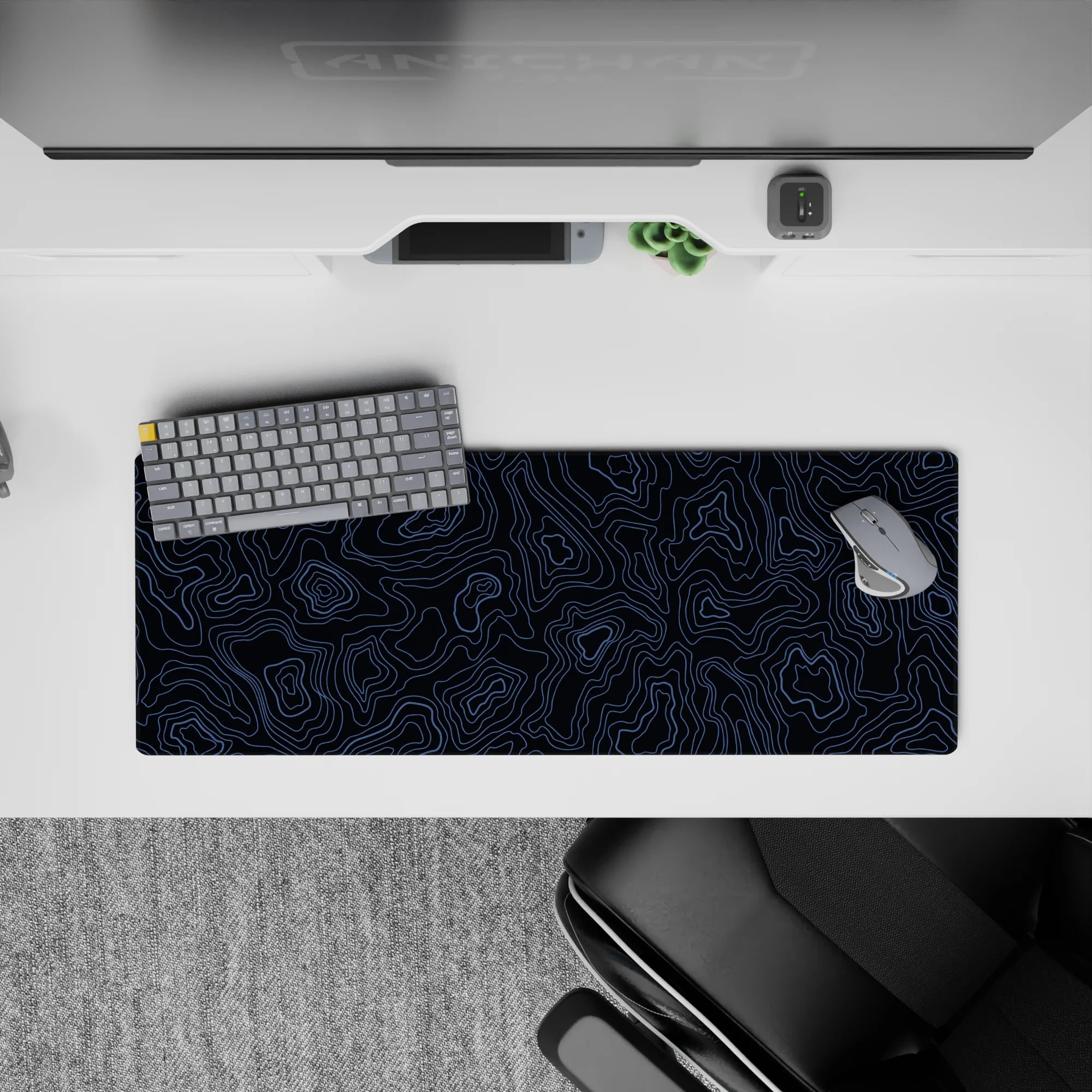 Topographic (Topo) Deskmat | Mousepad | Deskpad - Midnight Waves - AniChan