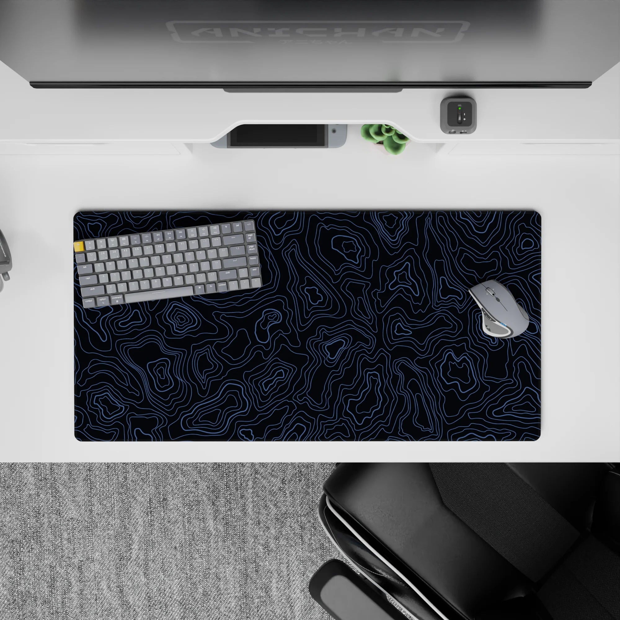 Topographic (Topo) Deskmat | Mousepad | Deskpad - Midnight Waves - AniChan