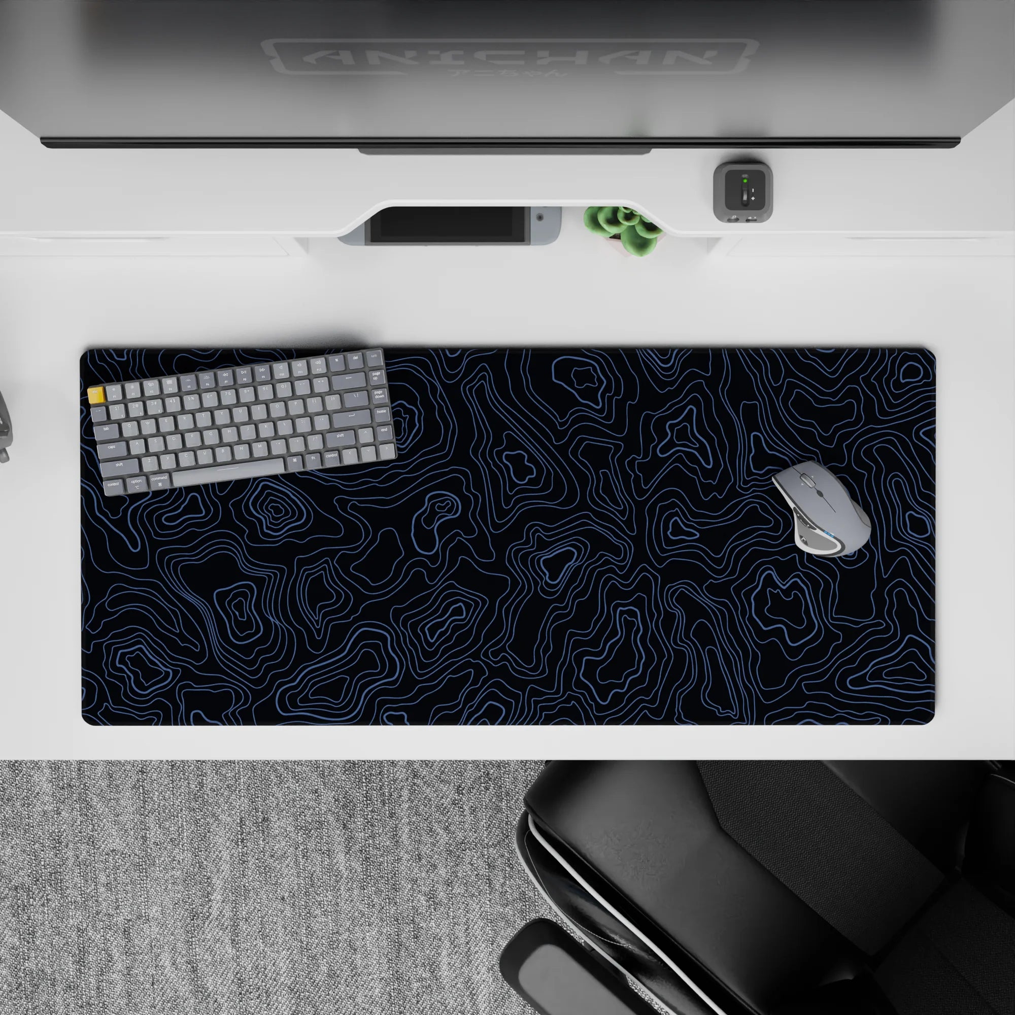 Topographic (Topo) Deskmat | Mousepad | Deskpad - Midnight Waves - AniChan