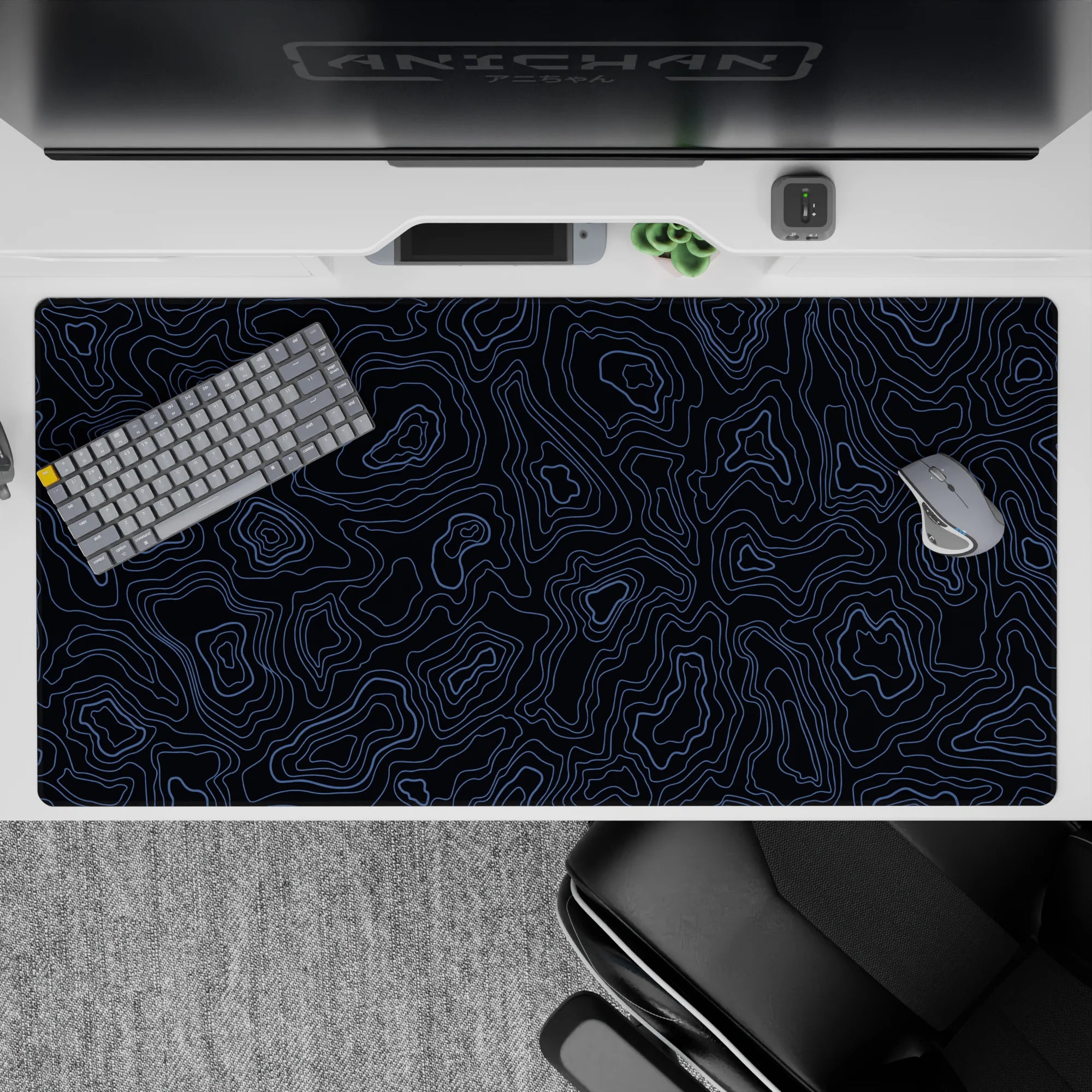 Topographic (Topo) Deskmat | Mousepad | Deskpad - Midnight Waves - AniChan