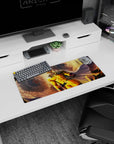 28x12 inches anime mouse pad showing calm-faced Saitama storming forward amid shattered stone and light.