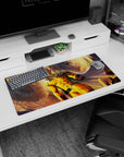 32x16 inches One Punch Man mouse pad featuring Saitama rushing forward through shattered stone and light.