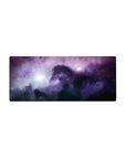 Violet nebula stardust desk mouse pad, 28x12 inches, with speckled stars and dreamy sky design.