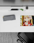 Warm matsuri mood mouse pad 14x10 inches in gold, orange, lantern green, and cozy wood tones.
