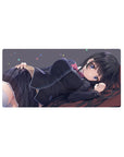 32x16 inches anime girl mouse pad with long black hair, violet eyes, and a sleek school uniform design.