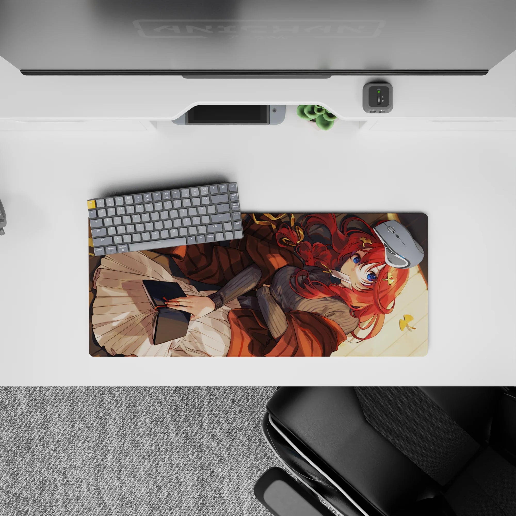 28x12 inches mouse pad in warm browns, soft creams, and sunset gold for a calm winter vibe.