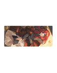 28x12 inches anime girl mouse pad with red-haired reader, ribbons, blue eyes, cozy illustration.