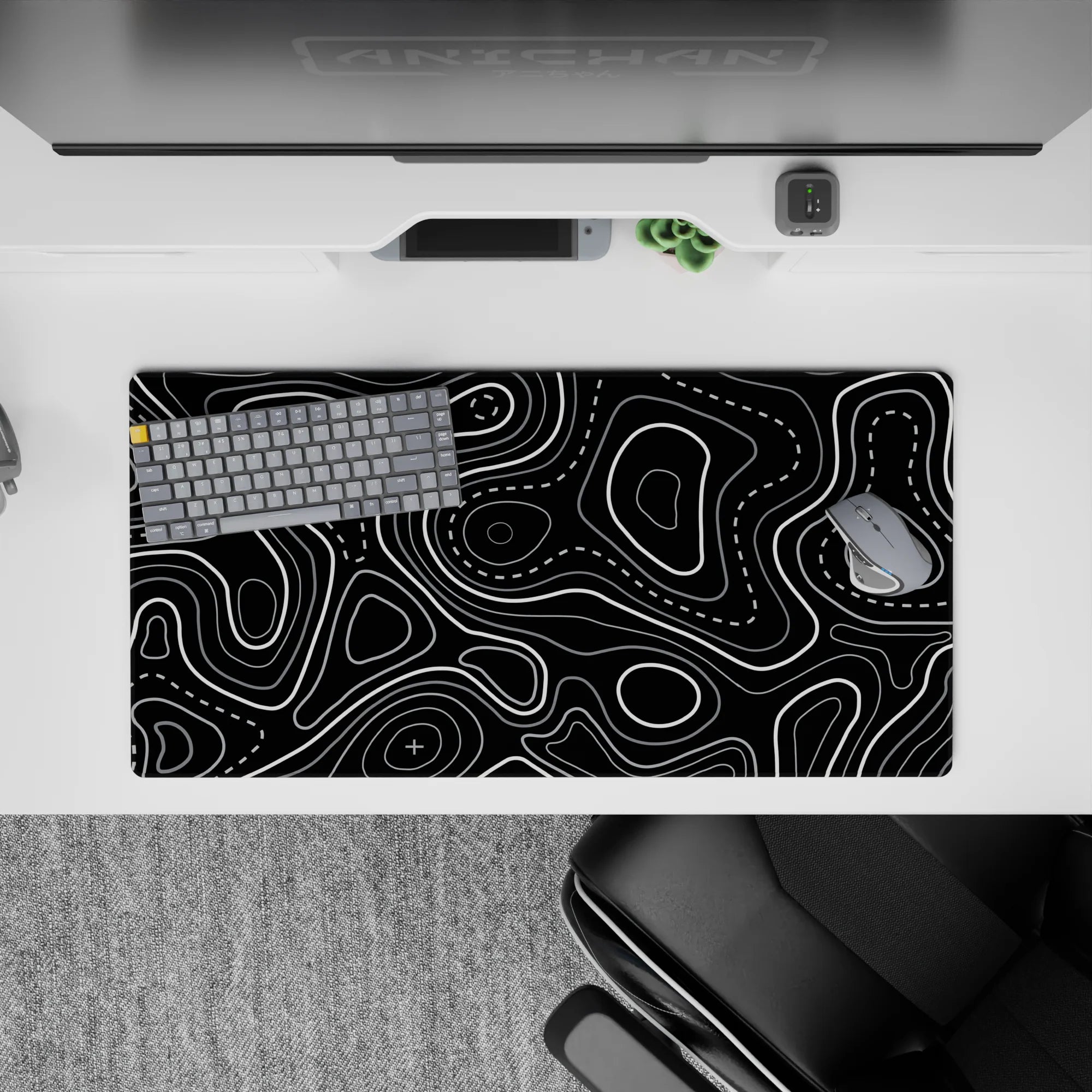 Topographic (Topo) Deskmat | Mousepad | Deskpad - Contour Grid - AniChan