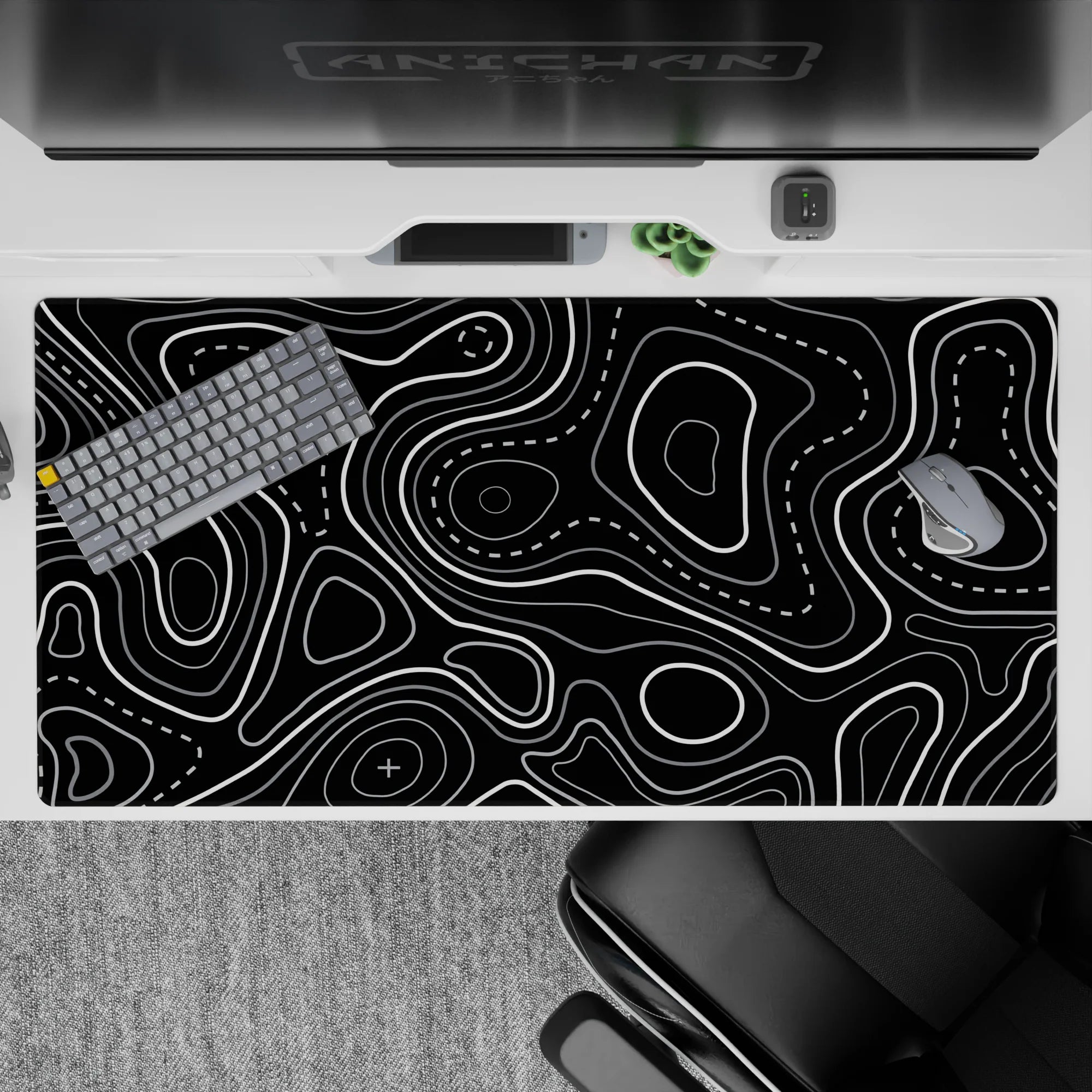 Topographic (Topo) Deskmat | Mousepad | Deskpad - Contour Grid - AniChan