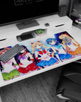 40x20 inches Sailor Moon desk pad with blonde twin-bun leader holding a wand, team lined up under moonlight.